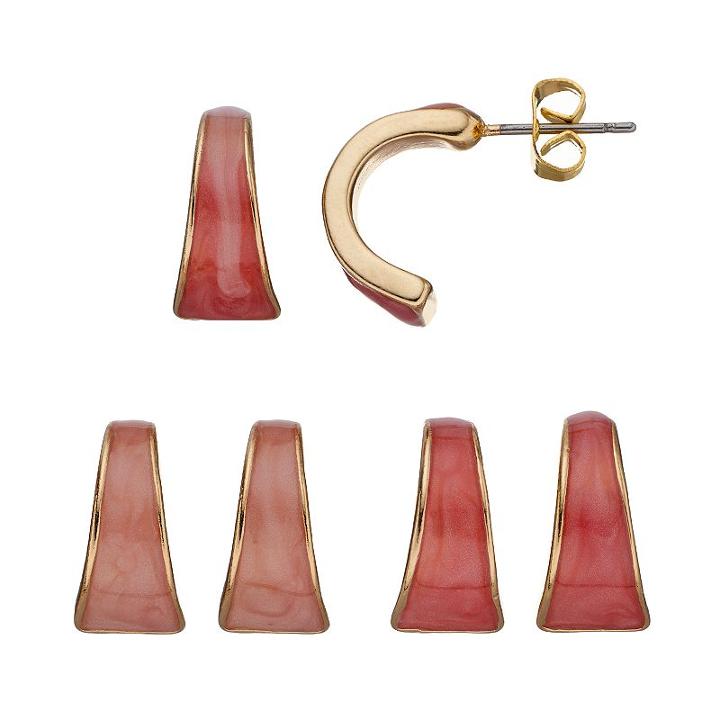 Peach Half Hoop Earring Set, Women's, Pink Other