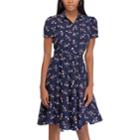 Women's Chaps Print Shirt Dress, Size: Large, Blue (navy)