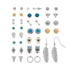 Mudd&reg; Hasma, Evil Eye, Feather, Leaf, Arrow & Owl Earring Set, Teens, Turq/aqua