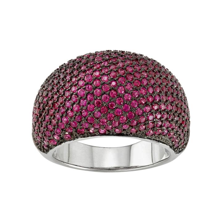 Sterling Silver Lab-created Ruby Dome Ring, Women's, Size: 5, Red