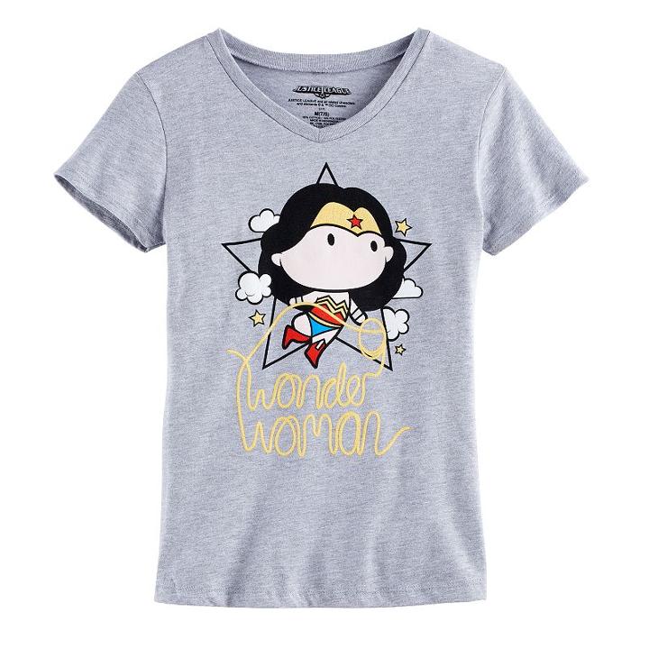Girls 7-16 Dc Comics Wonder Woman Glitter Graphic Tee, Size: Xl, Grey