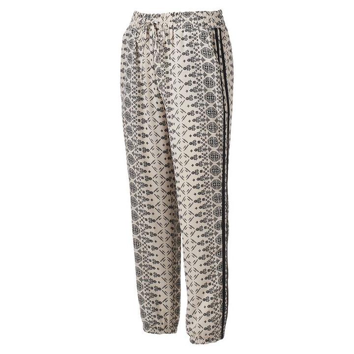 Juniors' About A Girl Print Side Stripe Jogger Pants, Size: Large, Natural