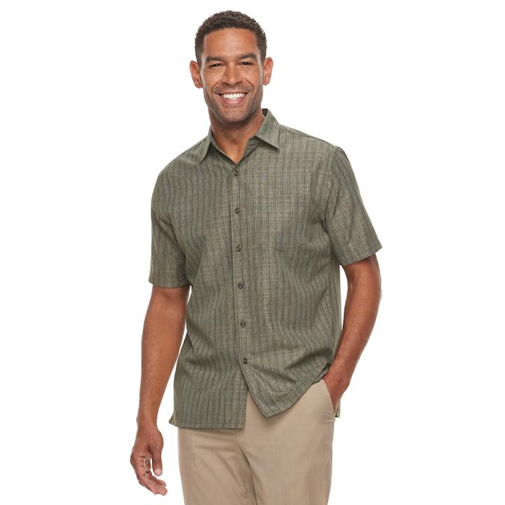 Men's Croft & Barrow&reg; Classic-fit Textured Microfiber Button-down Shirt, Size: Xl, Green