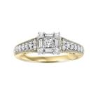 Lovemark Round-cut Diamond Engagement Ring In 10k Gold Two Tone (1/2 Ct. T.w.), Women's, Size: 5, Yellow