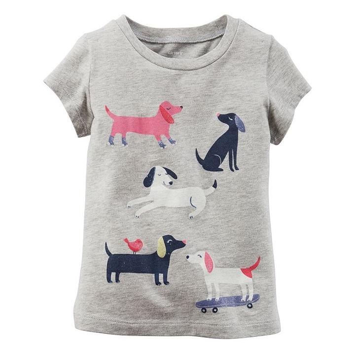 Girls 4-8 Carter's Girly Graphic Short Sleeve Tee, Size: 8, Light Grey