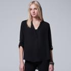 Women's Simply Vera Vera Wang Abstract Print Blouse, Size: Large, Black