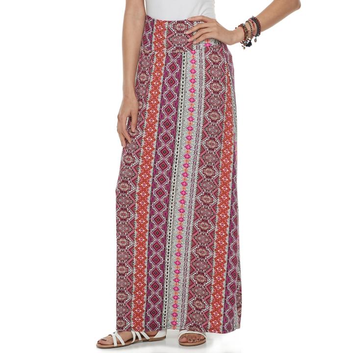 Juniors' Joe B Cinch Side Maxi Skirt, Teens, Size: Large, Black Multi