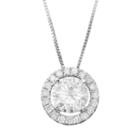 Forever Brilliant 1 1/5 Carat T.w. Lab-created Moissanite 14k White Gold Halo Pendant Necklace, Women's, Size: 18