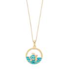 14k Gold Over Silver Lab-created Blue Opal Turtle & Sea Pendant, Women's, Size: 18