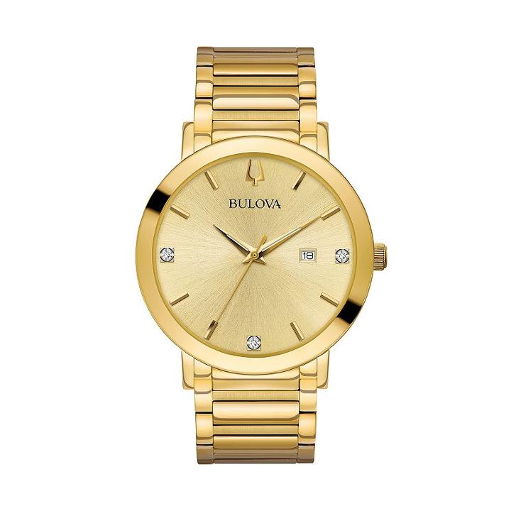 Bulova Men's Modern Diamond Stainless Steel Watch - 97d115, Size: Large, Yellow