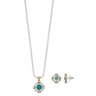 Napier Two Tone Simulated Crystal Pendant & Stud Earring Set, Women's, Green