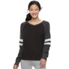 Juniors' So&reg; Varsity Striped Sweatshirt, Teens, Size: Small, Black