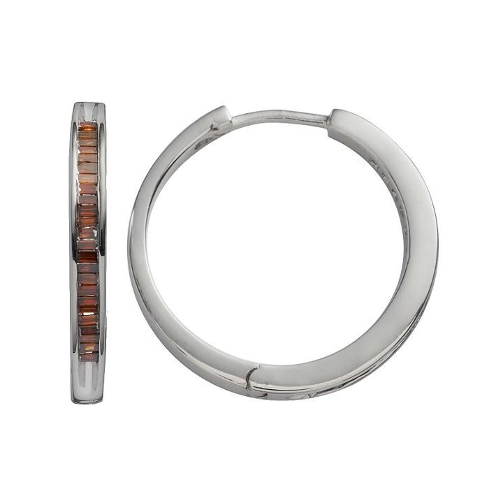 Sterling Silver 1/2-ct. T.w. Red Diamond Hoop Earrings, Women's