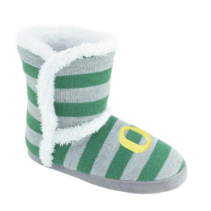 Women's Oregon Ducks Striped Boot Slippers, Size: Large, Team