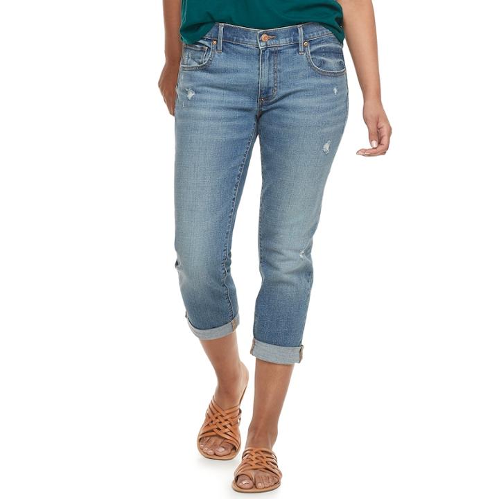 Petite Sonoma Goods For Life&trade; Slim Boyfriend Jeans, Women's, Size: 6 Petite, Med Blue