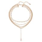 Mudd&reg; Simulated Pearl Layered Y Necklace, Teens, Gold