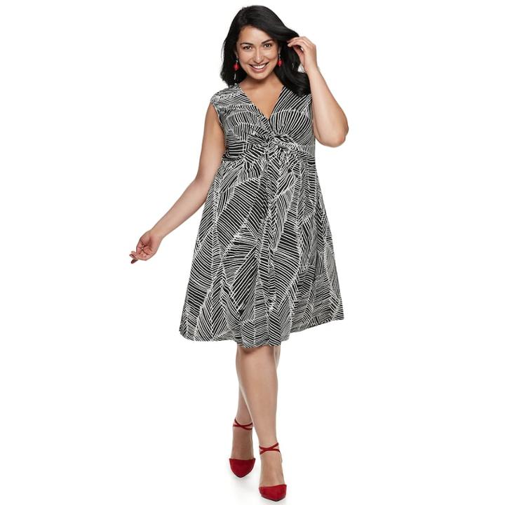 Plus Size Suite 7 Abstract Knot Dress, Women's, Size: 2xl, Black And White