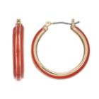 Napier Red Enamel Hoop Earrings, Women's, Pink