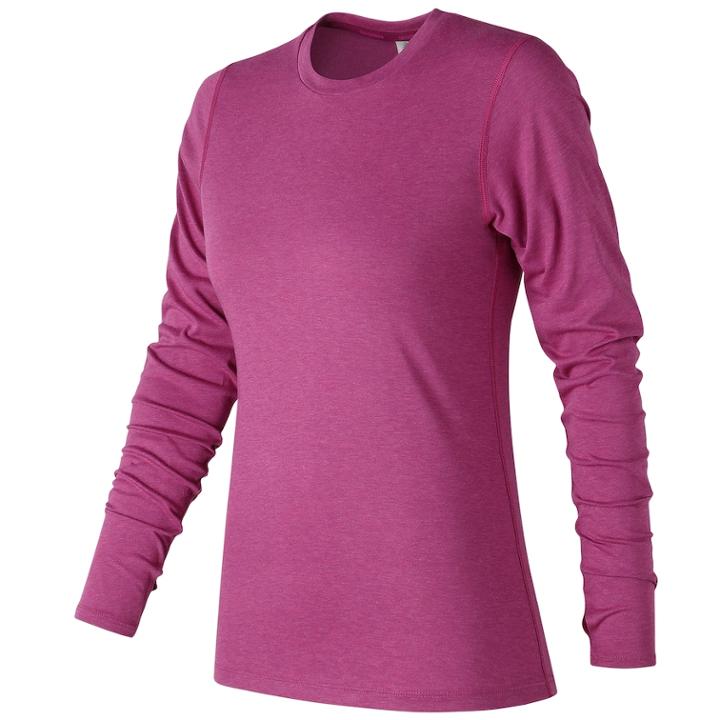 Women's New Balance Heather Tech Long Sleeves, Size: Xl, Dark Pink