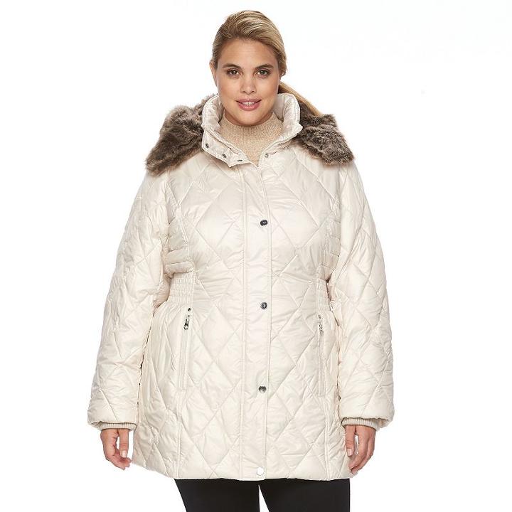 Plus Size Apt. 9&reg; Hooded Quilted Puffer Jacket, Women's, Size: 3xl, Beige Oth