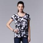 Women's Simply Vera Vera Wang Print Crinkle Tee, Size: Medium, Oxford