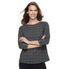 Women's Croft & Barrow&reg; Ribbed Shoulder Boatneck Pullover Top, Size: Xxl, Black