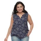 Plus Size Sonoma Goods For Life&trade; Printed Tank, Women's, Size: 1xl, Dark Blue