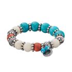 Simulated Turquoise Beaded Stretch Bracelet, Women's, Multicolor