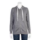 Juniors' Grayson Threads Burnout Zip-up Hoodie, Teens, Size: Small, Grey (charcoal)