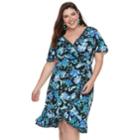 Plus Size Chaya Floral Wrap Dress, Women's, Size: 20 W, Oxford