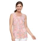 Petite Croft & Barrow&reg; Pintuck Tank, Women's, Size: Xs Petite, Med Pink