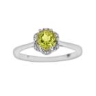 Sterling Silver Peridot Scalloped Frame Ring, Women's, Size: 7, Green