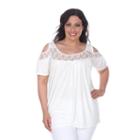 Plus Size White Mark Lace Cold-shoulder Top, Women's, Size: 2xl