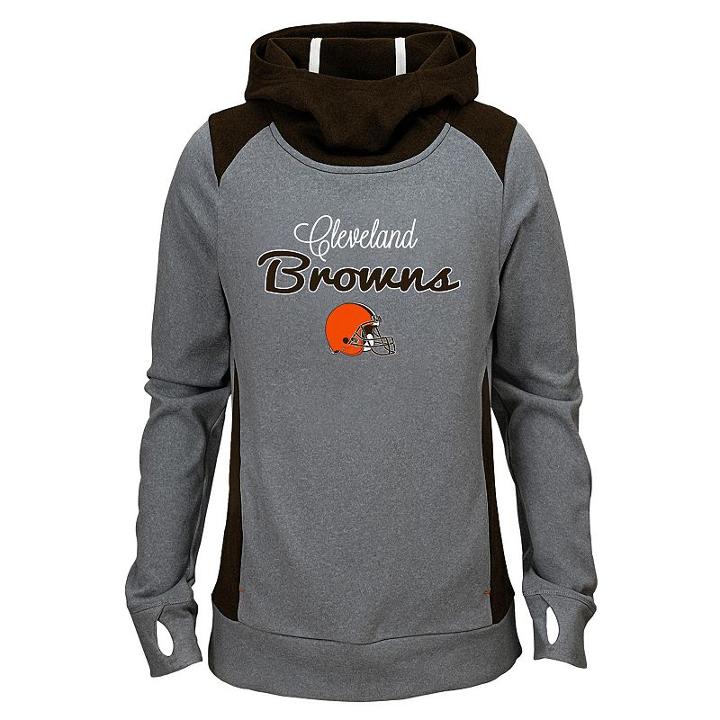 Girls 7-16 Cleveland Browns Ultimate Funnel Hoodie, Girl's, Size: M(10-12), Grey
