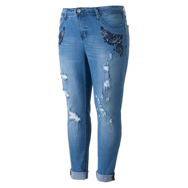 Juniors' Plus Size Hydraulic Emma Ripped Ankle Jeans, Girl's, Size: 20 W, Blue
