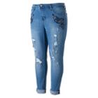 Juniors' Plus Size Hydraulic Emma Ripped Ankle Jeans, Girl's, Size: 20 W, Blue