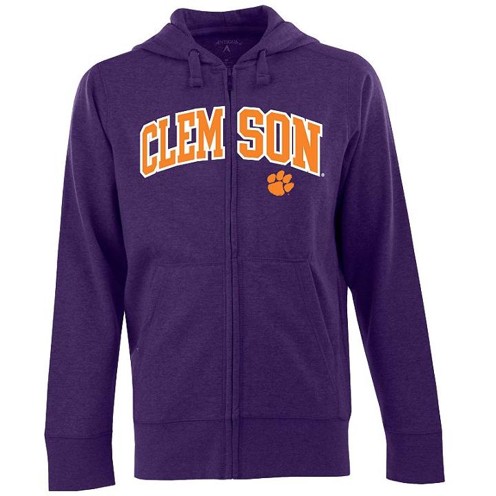 Men's Clemson Tigers Signature Zip Front Fleece Hoodie, Size: Large, Purple