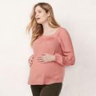 Maternity Lc Lauren Conrad Pintuck Peasant Top, Women's, Size: Xs-mat, Lt Orange