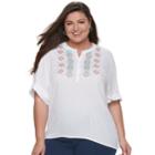 Plus Size Cathy Daniels Embroidered Top, Women's, Size: 1xl, White