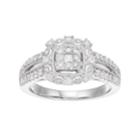 Boston Bay Diamonds 10k White Gold 1/2 Carat T.w. Composite Diamond Square Halo Engagement Ring, Women's, Size: 8