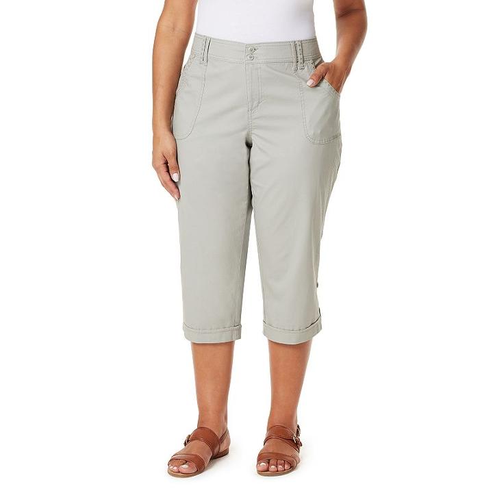 Plus Size Gloria Vanderbilt Mae Twill Cargo Capris, Women's, Size: 18 W, Lt Green