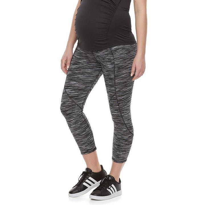 Maternity A:glow Belly Panel Workout Capri Leggings, Women's, Size: M-mat, Black