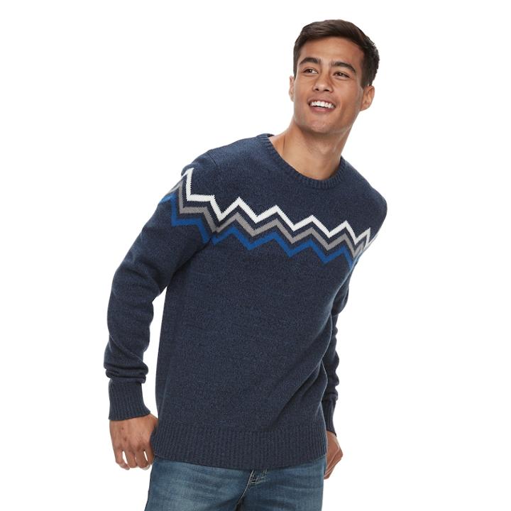 Men'z Urban Pipeline&reg; Zig-zag Striped Sweater, Size: Xl, Blue