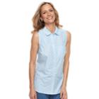 Women's Croft & Barrow&reg; Print Sleevless Button-front Shirt, Size: Medium, Blue