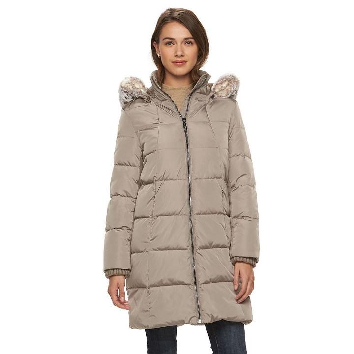 Women's Gallery Hooded Puffer Down Puffer Jacket, Size: Xl, Grey