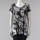 Women's Simply Vera Vera Wang Print Mixed-media Tee, Size: Xl, Oxford