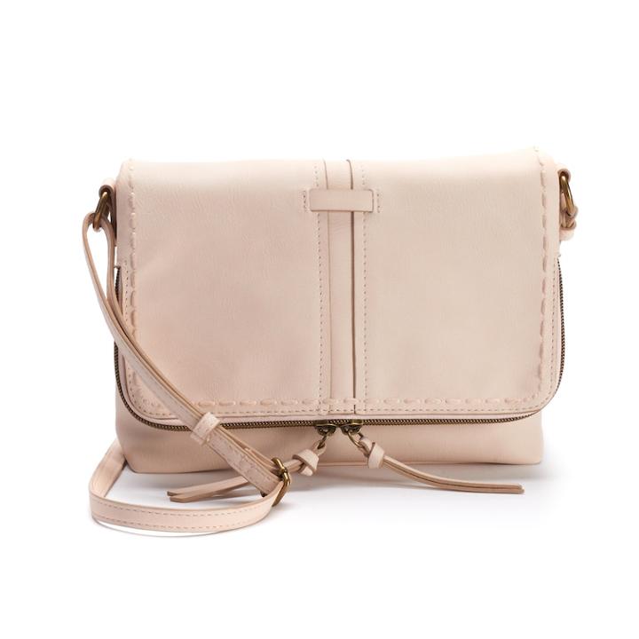 T-shirt & Jeans Zip Flap Crossbody Bag, Women's, Light Pink
