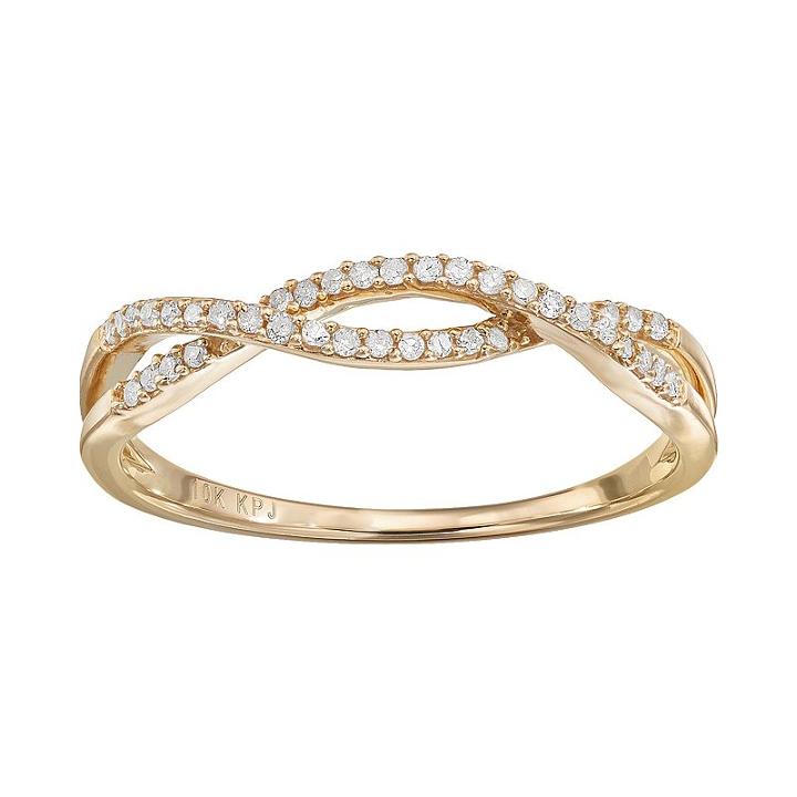 1/8 Carat T.w. Diamond 10k Gold Openwork Twist Ring, Women's, Size: 5, White