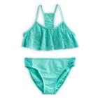 Girls 7-16 So&reg; Crochet Bikini Top & Bottoms Swimsuit Set, Size: 12, Lt Green