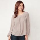 Women's Lc Lauren Conrad Love, Lauren Shirred Peasant Top, Size: Xs, Purple